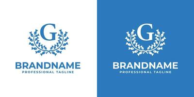 Letter G Laurel Fish Logo, suitable for business related to Fish and Laurel with G initial vector