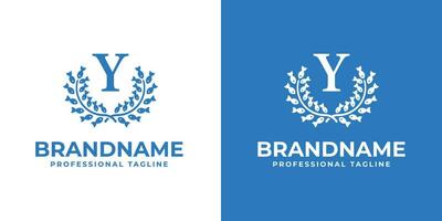 Letter Y Laurel Fish Logo, suitable for business related to Fish and Laurel with Y initial vector