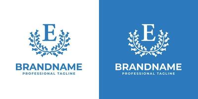 Letter E Laurel Fish Logo, suitable for business related to Fish and Laurel with E initial vector