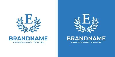 Letter E Laurel Fish Logo, suitable for business related to Fish and Laurel with E initial vector