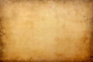 Antique parchment paper texture with burnished edges. Texture, background, pattern. Ai generative photo