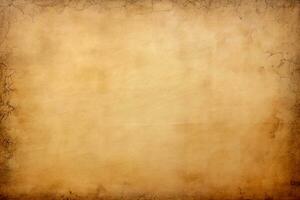 Antique parchment paper texture with burnished edges. Texture, background, pattern. Ai generative photo