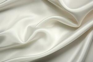 Elegant white silk fabric with a silky sheen. Texture, background, pattern. Ai generative photo