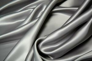 Elegant gray silk fabric with a silky sheen. Texture, background, pattern. Ai generative photo