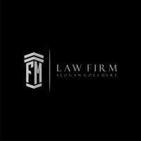fm inicial monograma logo bufete de abogados con pilar diseño vector