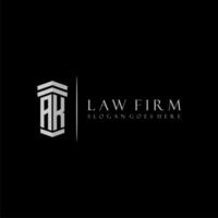AK initial monogram logo lawfirm with pillar design vector