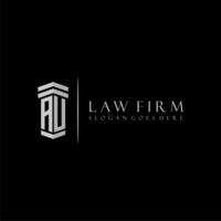 AU initial monogram logo lawfirm with pillar design vector