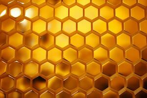 Honeycomb patterned texture in golden hues. Texture, background, pattern. Ai generative photo
