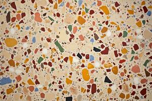 Detailed terrazzo flooring texture in a variety of colors. Texture, background, pattern. Ai generative photo