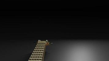 Acoustic 3D guitar on black background in low key, studio lighting. video