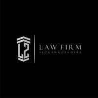 LZ initial monogram logo lawfirm with pillar design vector