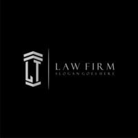 LT initial monogram logo lawfirm with pillar design vector