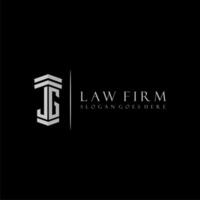 JG initial monogram logo lawfirm with pillar design vector