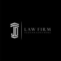 JO initial monogram logo lawfirm with pillar design vector