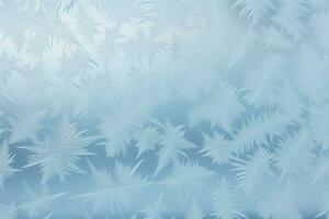 Close-up of frosted glass with a subtle frost pattern. Texture, background, pattern. Ai generative photo