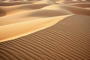 Detailed sand dune texture in a desert landscape. Texture, background, pattern. Ai generative photo