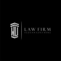 WU initial monogram logo lawfirm with pillar design vector
