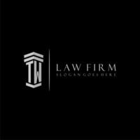 TW initial monogram logo lawfirm with pillar design vector