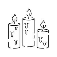 Vector candle line icon. Christmas black linear symbols on a white background. Editable stroke. Happy New Year, birthday, and church or Christian, pray.