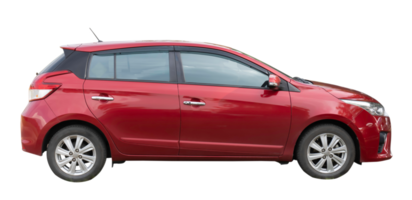 Red hatchback car isolated with clipping path in png file format