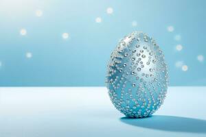 AI Generated Glamorous shiny Easter egg in rhinestones and glitter. photo