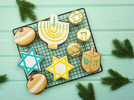 Celebrating Hanukkah. The concept of the Hanukkah holiday. photo