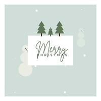 Merry Christmas Social Media Post with fir tree under snowfall Vector Design Template