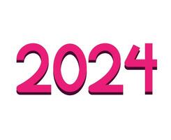 contento nuevo año 2024 resumen rosado y púrpura gráfico diseño vector logo símbolo ilustración