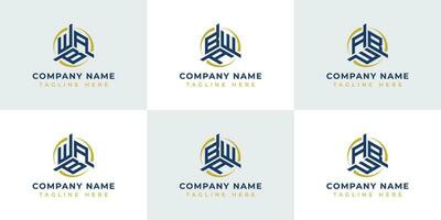 Letter WBA, WAB, BWA, BAW, AWB, ABW Hexagonal Technology Logo Set. Suitable for any business. vector