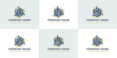 Letter WBG, WGB, BGW, BWG, GWB, GBW Hexagonal Technology Logo Set. Suitable for any business vector