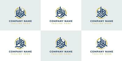 Letter WBY, WYB, BWY, BYW, YWB, YBW Hexagonal Technology Logo Set. Suitable for any business vector