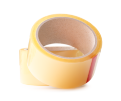 Two brown transparent tape in stack isolated with clipping path and shadow in png file format