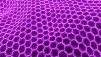 abstrait énergie violet cellules hexagones avec vagues Contexte video