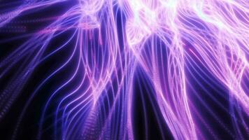 Energy abstract purple lines from dots and waves from magic and electricity background video