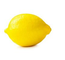 Single fresh beautiful yellow lemon isolated on white background with clipping path. Front view and flat lay photo