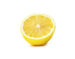 Fresh yellow lemon half isolated on white background with clipping path photo