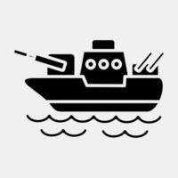 Icon battle ship. Military elements. Icons in glyph style. Good for prints, posters, logo, infographics, etc. vector