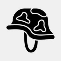 icono casco. militar elementos. íconos en glifo estilo. bueno para huellas dactilares, carteles, logo, infografía, etc. vector