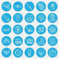 Icon set of military. Military elements. Icons in blue round style. Good for prints, posters, logo, infographics, etc. vector