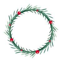 Christmas round wreath with red cherry png