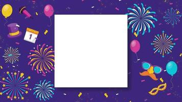 New Year Celebration Background with fireworks, balloons, and other items, New Year Background with White Space video