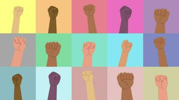 verhogen hand- vuisten onafhankelijk dag beweging samen gerechtigheid achtergrond video