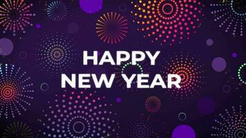 gelukkig nieuw jaar tekst achtergrond, gelukkig nieuw jaar achtergrond confetti vuurwerk achtergrond wit ruimte video