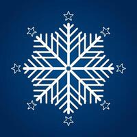 a Snowflake symbol, icon, logo for design Christmas vector, illustration element collection. A vector Soft white snowflake on isolated blue background