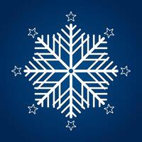 a Snowflake symbol, icon, logo for design Christmas vector, illustration element collection. A vector Soft white snowflake on isolated blue background