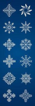 Set of Snowflake group on isolated blue background, illustration element collection vector