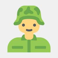 icono soldado. militar elementos. íconos en plano estilo. bueno para huellas dactilares, carteles, logo, infografía, etc. vector