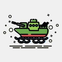 icono batalla barco. militar elementos. íconos en mbe estilo. bueno para huellas dactilares, carteles, logo, infografía, etc. vector