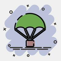 Icon parachute. Military elements. Icons in comic style. Good for prints, posters, logo, infographics, etc. vector