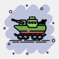 Icon battle ship. Military elements. Icons in comic style. Good for prints, posters, logo, infographics, etc. vector